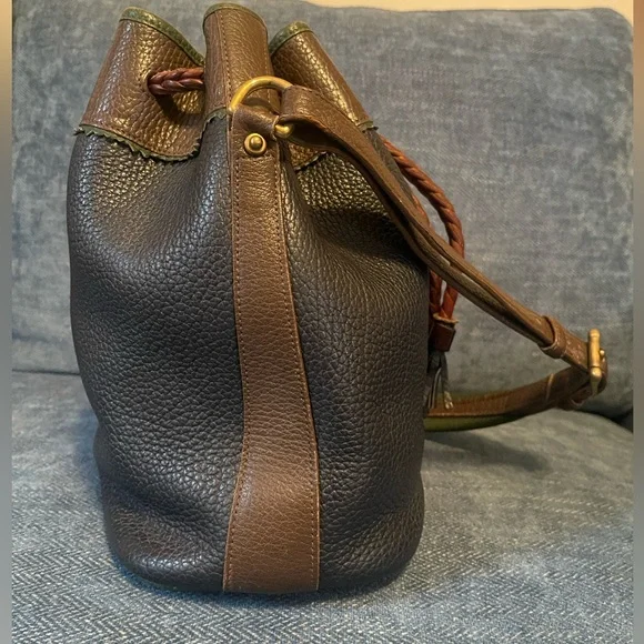 Vintage Dooney & Bourke All Weather Leather Tri-Color Drawstring Bucket Bag - Picture 8 of 14